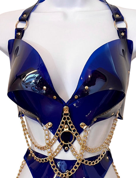 HEART IN CHAINS Bra only - Navy and Gold