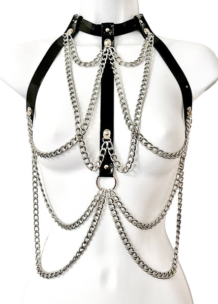 Drape Chain Warrior Harness Black and Silver - Ada Zanditon Couture