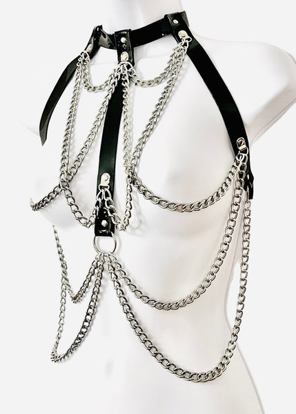 Drape Chain Warrior Harness Black and Silver - Ada Zanditon Couture