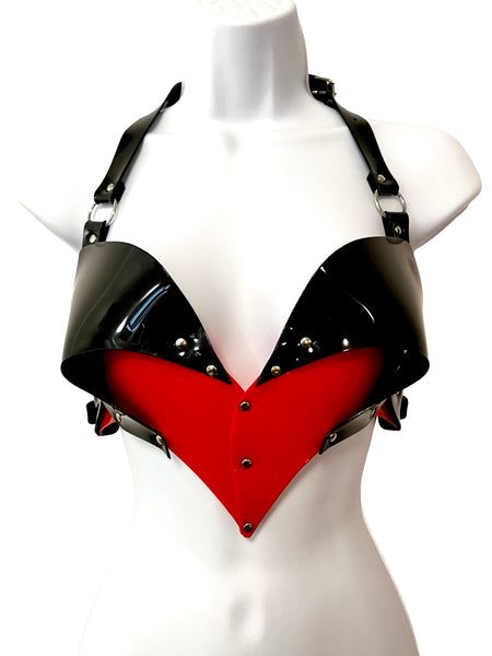 Open Heart Bra - Black, Red and Silver