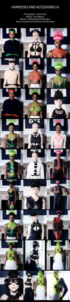 Glow Queen Harness - Neon Yellow and Silver - UV reactive - Ada Zanditon Couture