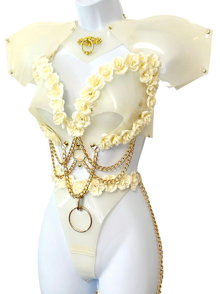 Heart in Chains White Roses Set - White and Gold or Silver - Fits cup size C to F/ G