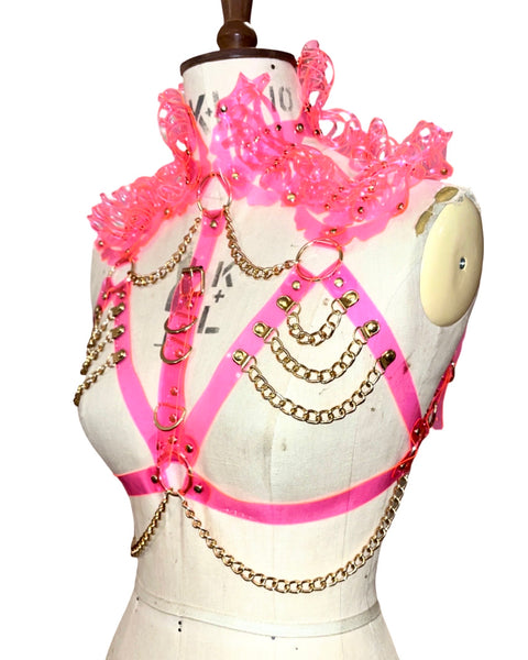 Queen Harness - Pink and Gold - UV reactive