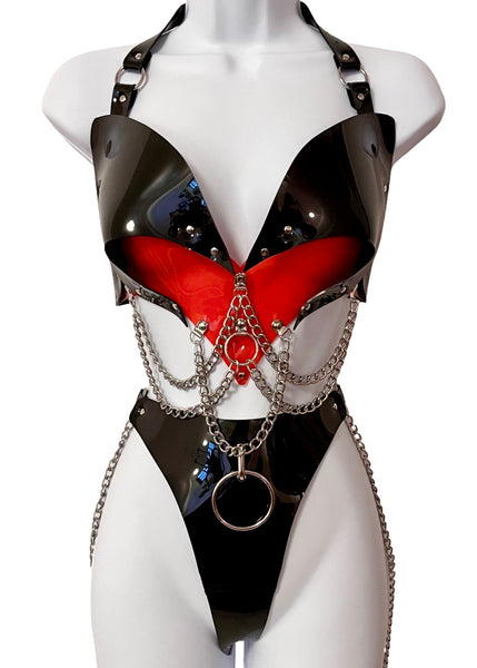 HEART IN CHAINS - Black, Red and Silver