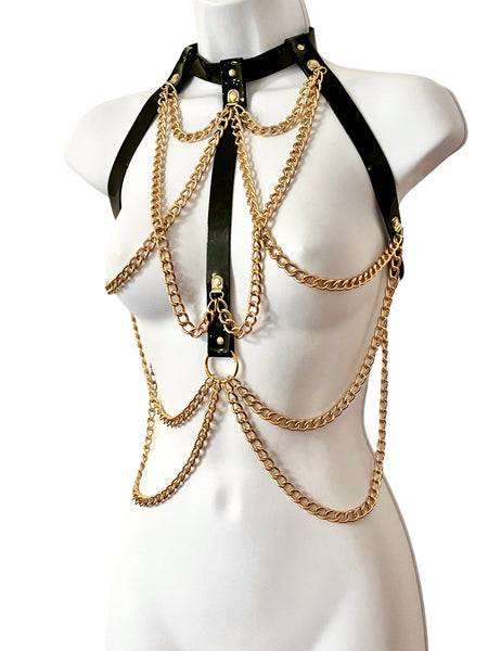 Drape Chain Warrior Harness Black and Gold