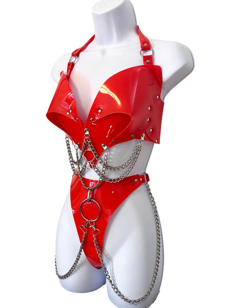 HEART IN CHAINS SET - Red and Silver - Ada Zanditon Couture