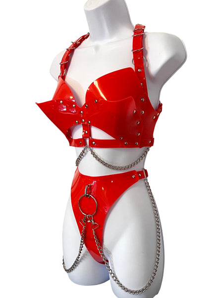 INNANA SET - RED AND SILVER - Ada Zanditon Couture