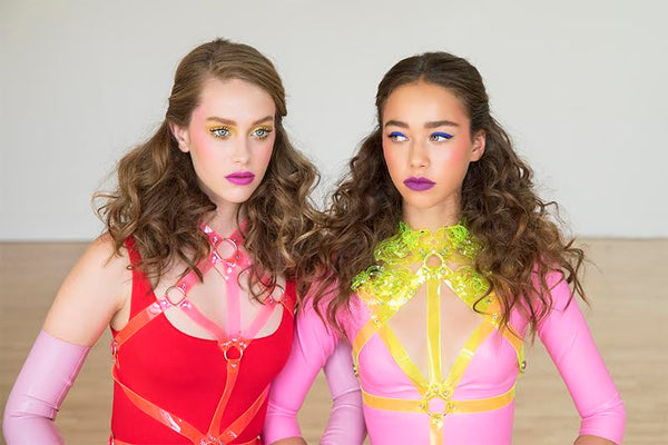 Glow Queen Harness - Neon Yellow and Silver - UV reactive - Ada Zanditon Couture